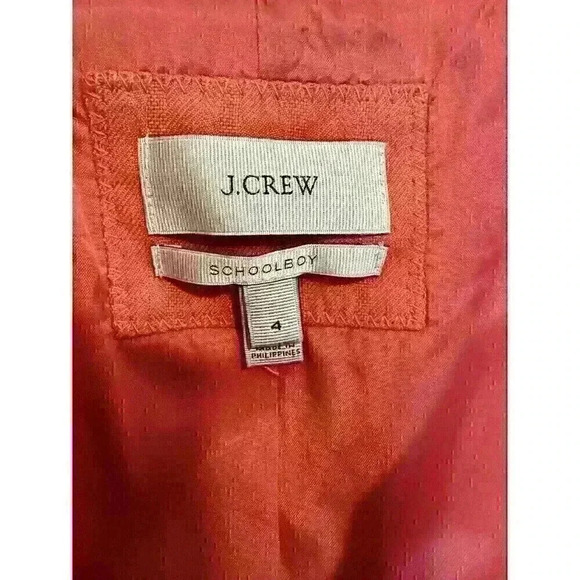 J. Crew Womens Blazer Orange Coral Two Button Schoolboy Lined Work Suit Jacket 4 - Picture 8 of 9